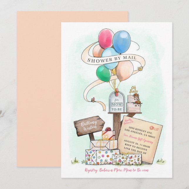 Visa med e-post Virtuell postlåda för babyvisnings Inbjudningar (Fram/baksida)