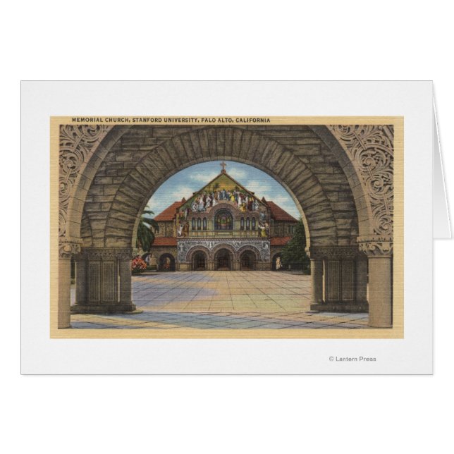 Visa Memorial Church, Stanford U. Hälsningskort (Framsidan Horizontal)