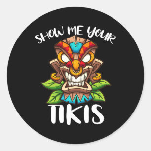 Visa mig din tikis Hawaiian Tiki Mask Aloha Hawaii Runt Klistermärke