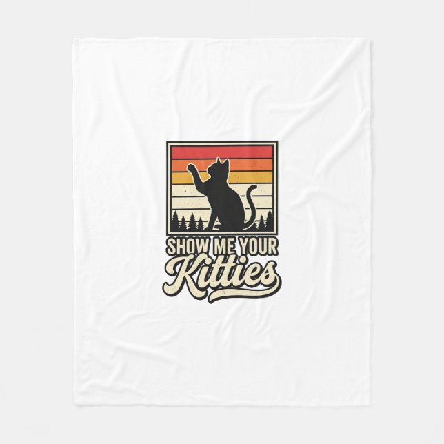 Visa Mig Dina Kattungar Vintage Kattälskare Design Fleecefilt (Framsidan)