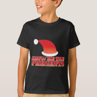 Visa mig PRESENTER! med den gulliga lite santa T-shirt