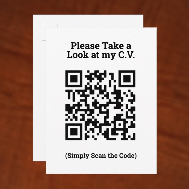 Visa mitt CV med QR-kod på ett vykort (Skapare uppladdad)