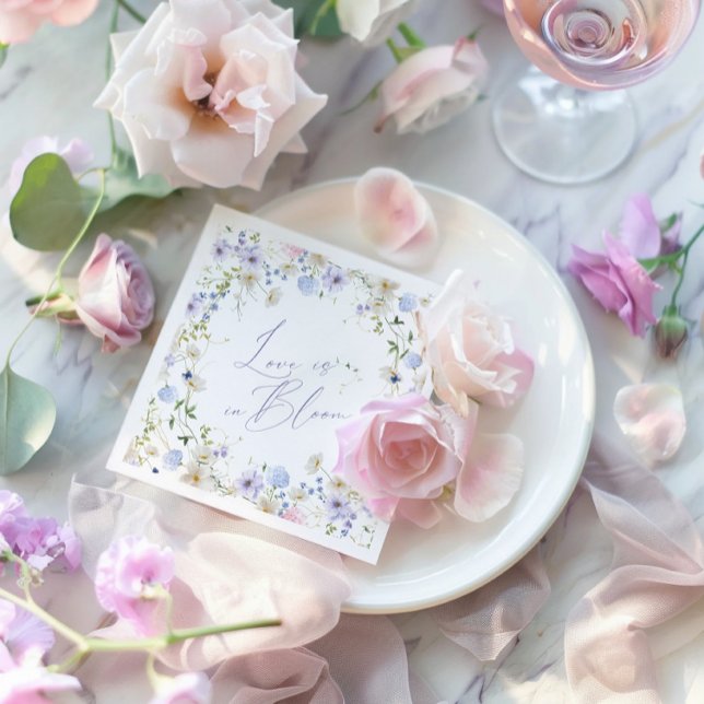 Visa Möhippa för Lila av Grönt för  av kärlek i Bl Pappersservett (Love In Bloom Floral Purple Green Bridal Show Napkins)