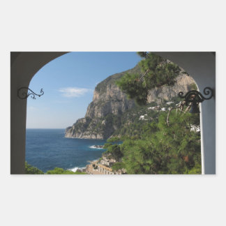Visa mot klipporna på Capri-ön Rektangulärt Klistermärke
