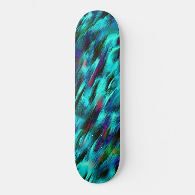 Visa nedfläckad från blå till cyan, rödaktiga pric mini skateboard bräda 18,5 cm (Framsida)
