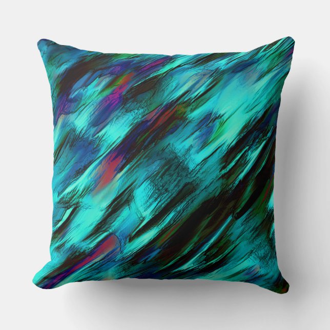 Visa nedfläckad från cyano till blått och röda pri kudde (Framsida)