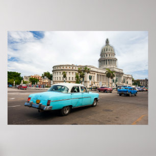 Visa om byggnaden Huvudstad i Havanna, Kuba Poster
