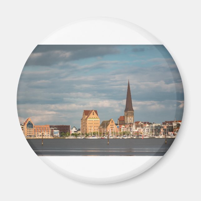 Visa över floden Warnow till Rostock Magnet (Framsidan)