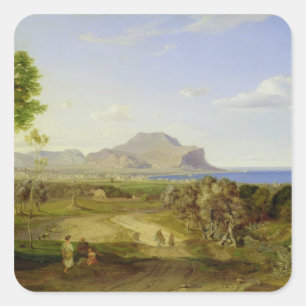 Visa över Palermo, 1828 Fyrkantigt Klistermärke