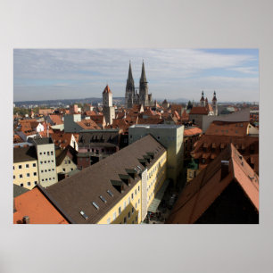 Visa över Regensburg, Tyskland Poster