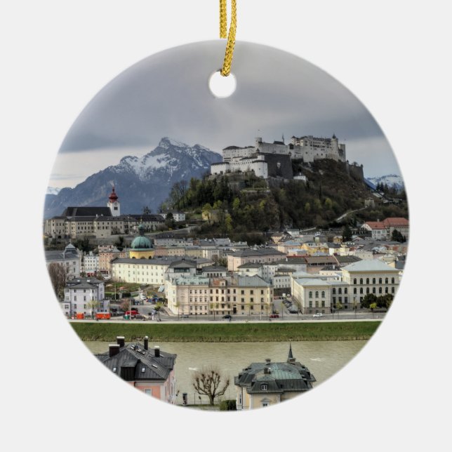 Visa över Salzburg Österrike Julgransprydnad Keramik (Framsidan)
