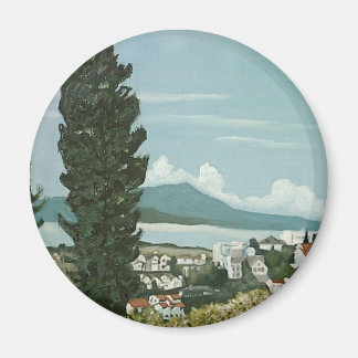 Visa över San Francisco Bay från Oakland Backe (CA Magnet