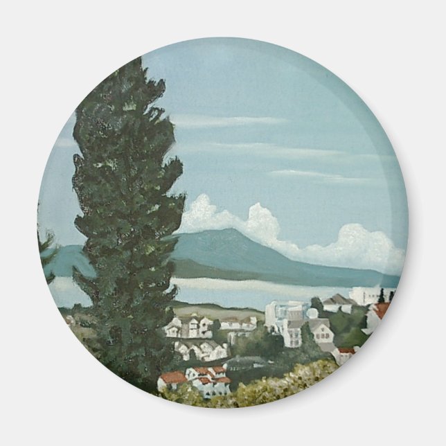 Visa över San Francisco Bay från Oakland Backe (CA Magnet (Framsidan)