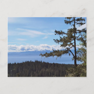 Visa över träd från Öster Sooke, BC, Kanada Vykort