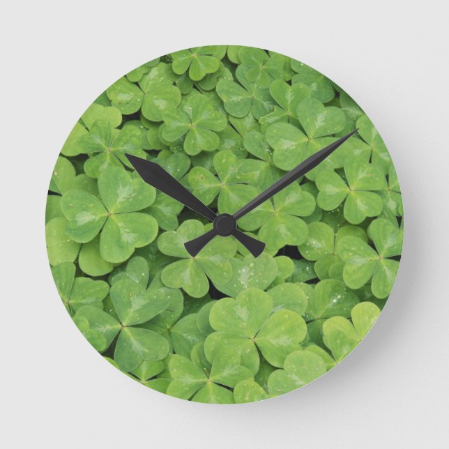 Visa Oxalis Oregana wood Sorrel Foliage Rund Klocka (Framsida)