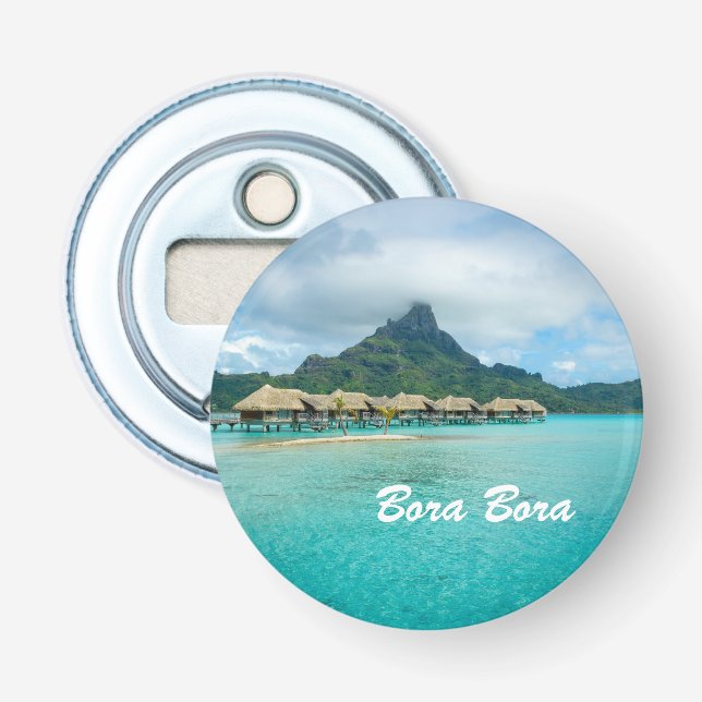 Visa på Bora Bora-ö magnet med text Flasköppnare (Framsidan)