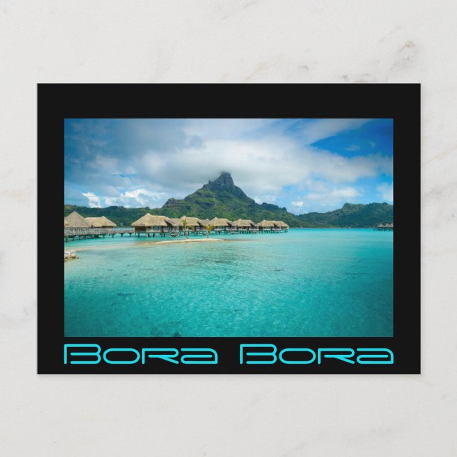 Visa på Bora Bora-öns svarta vykort (Framsida)