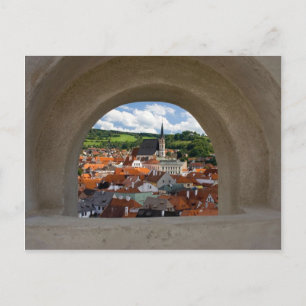 Visa på Cesky Krumlov-staden från slottet Vykort