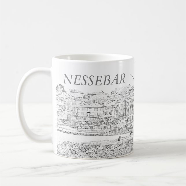 Visa på den gamla staden Nessebar Kaffemugg (Vänster)