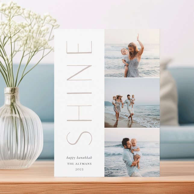Visa på | Modern 3 Photo Collage Hanukkah Julkort (Skapare uppladdad)