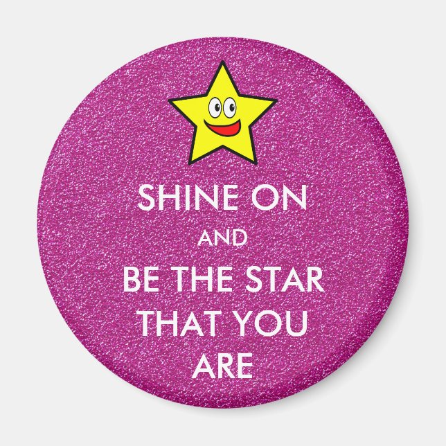 Visa på och var stjärnan du är Rosa Glitter Magnet (Framsidan)