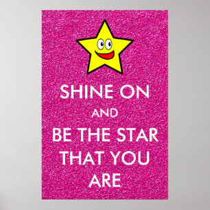 Visa på och var stjärnan du är Rosa Glitter Poster
