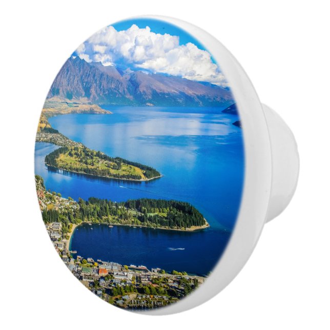 Visa på Queenstown från Bob's Peak, Nya Zeeland Knopp (Höger)