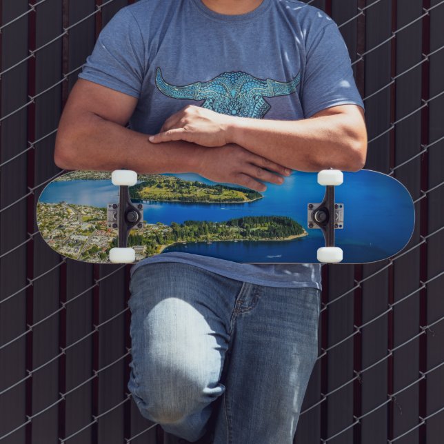 Visa på Queenstown från Bob's Peak, Nya Zeeland Mini Skateboard Bräda 18,5 Cm (Utomhus 3)