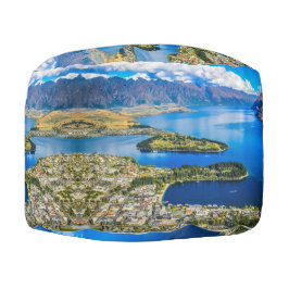 Visa på Queenstown från Bob's Peak, Nya Zeeland Rund Puff