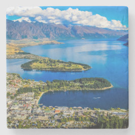Visa på Queenstown från Bob's Peak, Nya Zeeland Stenunderlägg