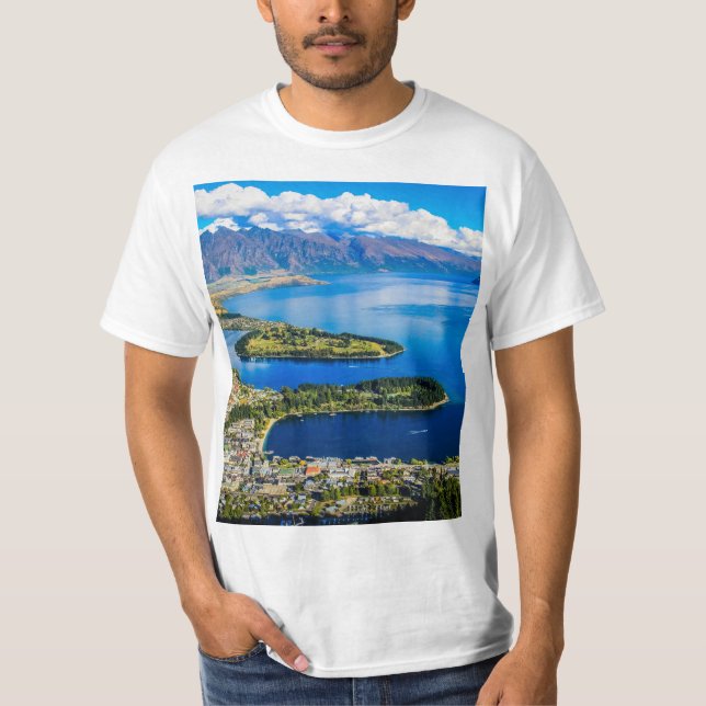 Visa på Queenstown från Bob's Peak, Nya Zeeland T Shirt (Framsida)