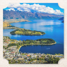 Visa på Queenstown från Bob's Peak, Nya Zeeland Underlägg Papper