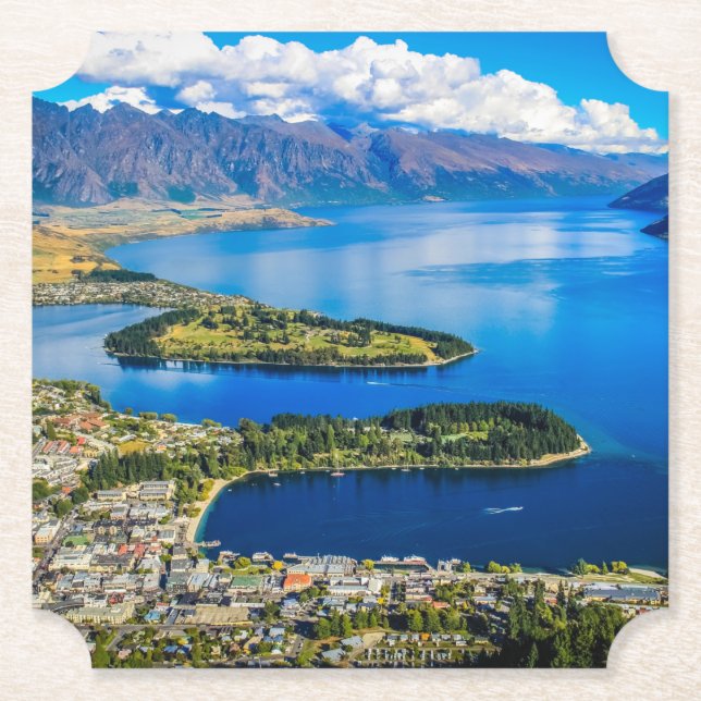 Visa på Queenstown från Bob's Peak, Nya Zeeland Underlägg Papper (Framsida)