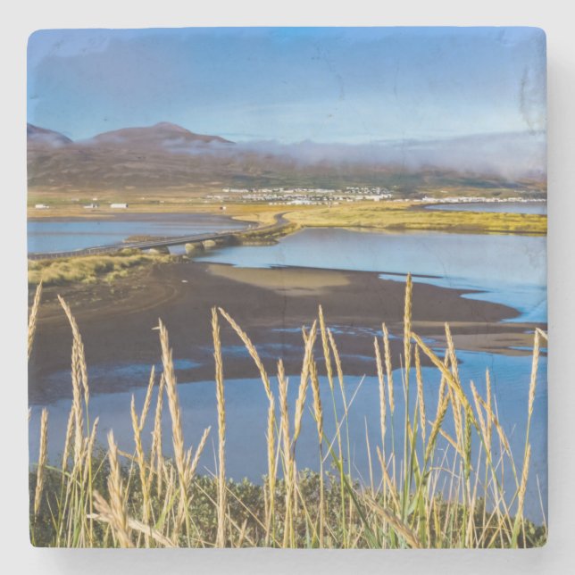 Visa på Saudarkrokur och Skagafjordur, Island Stenunderlägg (Framsidan)