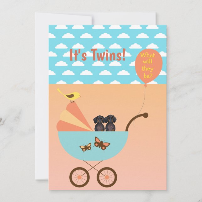 Visa Party Dachshund-inbjudningar med dubbla Gende Inbjudningar (Framsida)