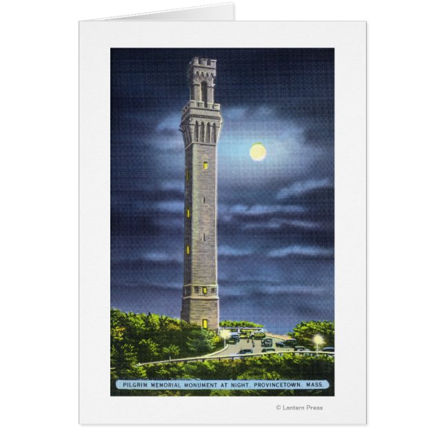 Visa Pilgrim Memorial på natten Hälsningskort (Framsidan)
