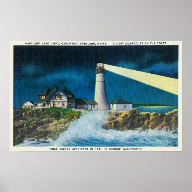 Visa Portland Head Lighthouse på Casco Bay Poster (Framsidan)