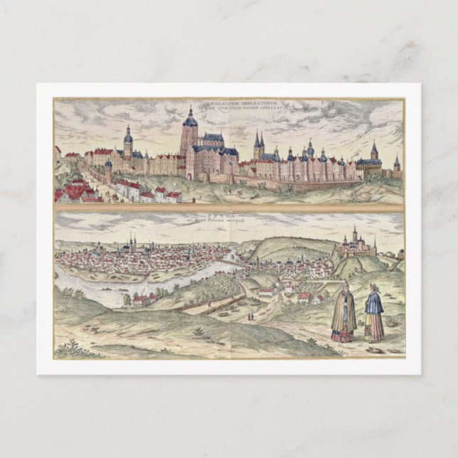 Visa Prag som visar (ovan) det periala palatset Vykort (Framsida)