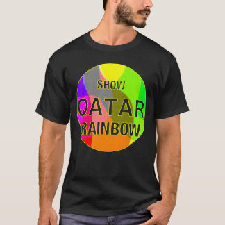 Visa Qatar regnbåge retro T Shirt