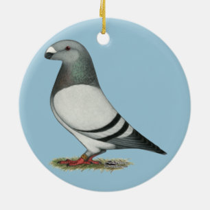 Visa Racer Blue Pub Pigeon Julgransprydnad Keramik