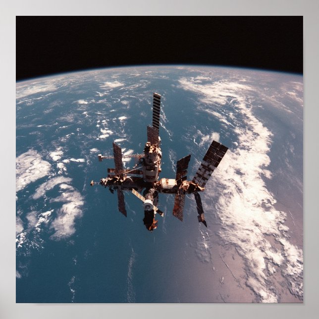 Visa ryska Mir Space Station från Discovery Poster (Framsidan)