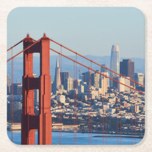 Visa San Francisco genom Golden Grind Bridge Underlägg Papper Kvadrat