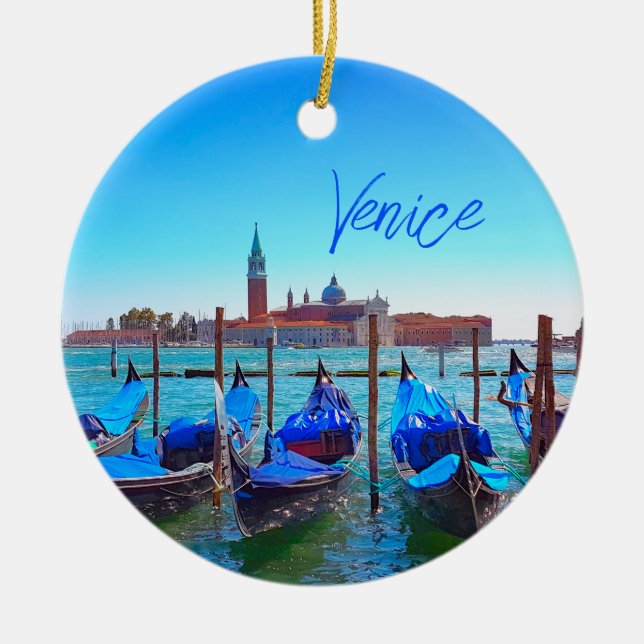 Visa San Giorgio Maggiore Island Venice-Italien Julgransprydnad Keramik (Framsidan)