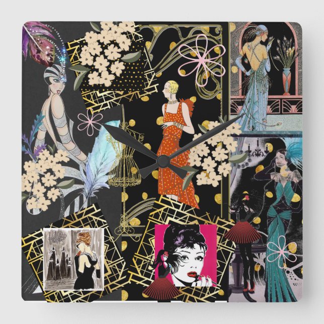 Visa scenen Mode i Art Decor Fyrkantig Klocka (Framsida)