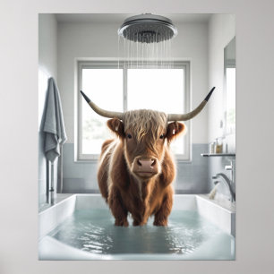 Visa Scottish Highland Cow Bathroom Art Print Poster