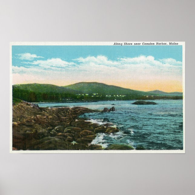 Visa Shore nära Camden Harbour Poster (Framsidan)