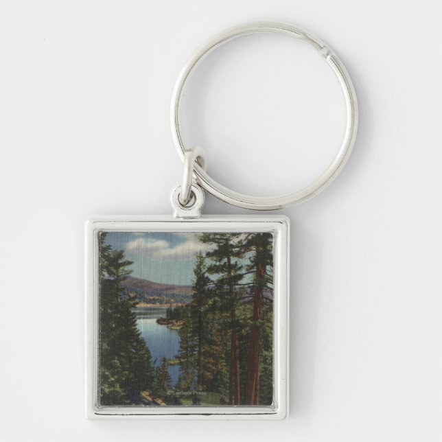 Visa Sjö genom Gräs # 2 Fyrkantig Silverfärgad Nyckelring (Framsidan)