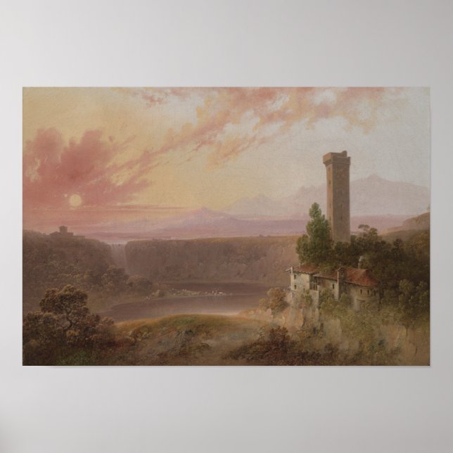 Visa Sjö Nemi vid Sunset Poster (Framsidan)