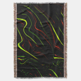 Visa spår av grönt och rött vågigt på svarta fonde filt