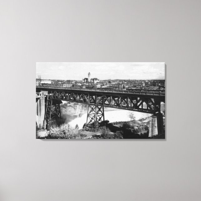 Visa Spokane Falls och Bridge Canvastryck (Framsida)